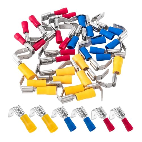 Eeuye 75 Conectores de Horquilla Piggyback Semiaislados, Kit Surtido de Conectores de Horquilla Piggyback de Desconexión Rápida, Hembra/Macho 22-10 AWG