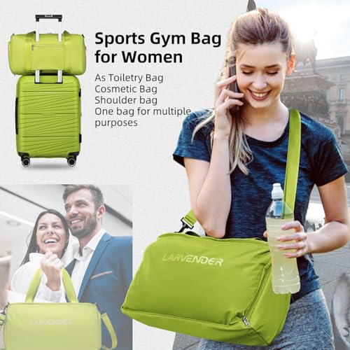 Image of LARVENDER Carry On Luggage 22x14x9 Airline Approved, Suitcases with Wheels | Expandable Hardside PP Carry On Suitcase, 20 Inch Luggage Sets 3 Piece for Women Men, TSA Lock, Wasabi Green