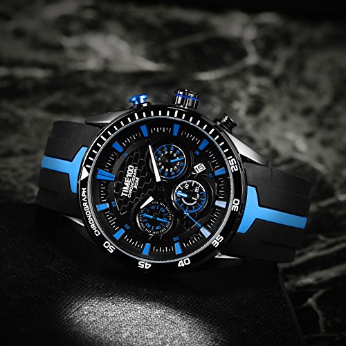 Time100 Men's Silicone Strap Chronograph Watch Sample Fashion Multifunction Calendar Watches For Men/Boy #TOP3