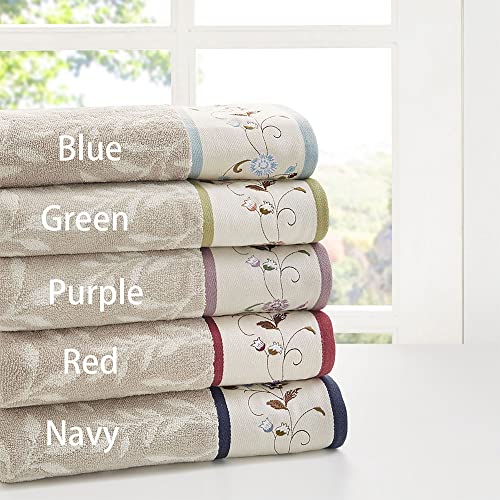 Madison Park MP73-6090 Serene 100% Cotton Bath Towel Set Luxurious Floral Decorative Towels thumb #7