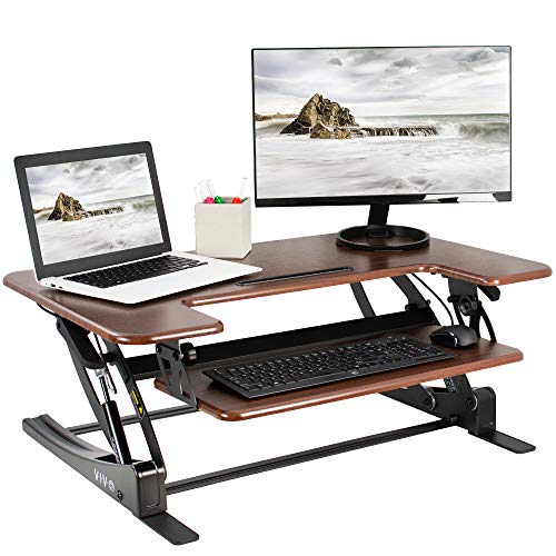 Buy VIVO Dark Wood Height Adjustable 36 inch Stand Up Desk Converter