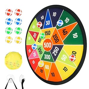 BELLOCHIDDO 14″ Dart Board for Kids, Dart Game for 3 4 5 6 7 8 9 10 Years Old Boys & Girls with 8 Sticky Balls, Kids Toys, Indoor Outdoor Party Games Toys, Birthday for Toddlers