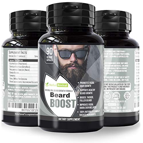 Herbal Revival Beard Growth Supplements for Men – Promotes Healthy Facial Hair Growth
