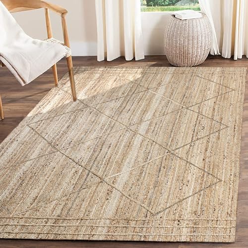 Tapis tressé main en jute beige pour une maison chaleureuse