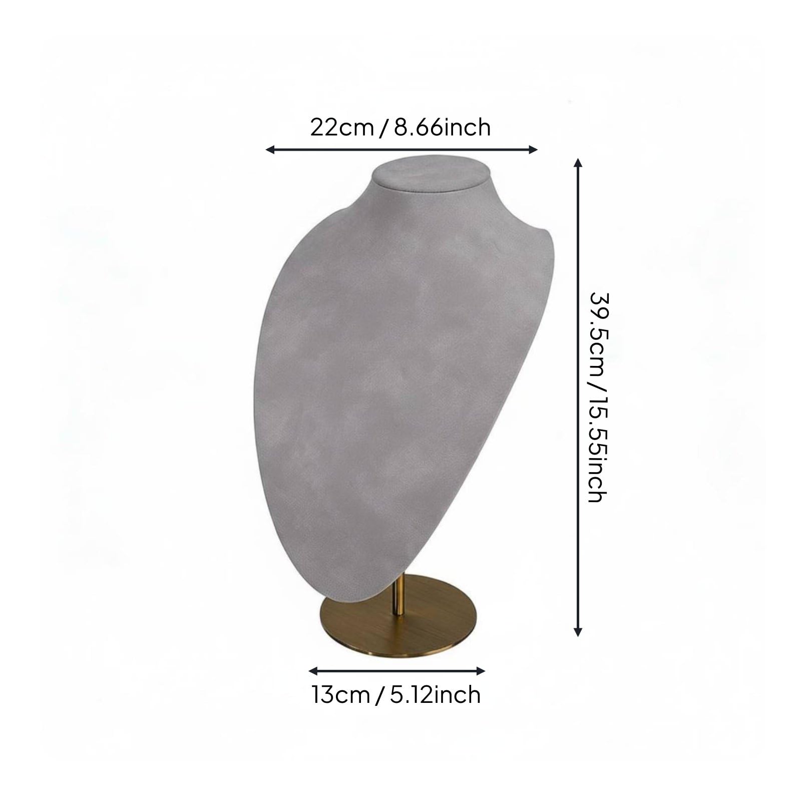 Jewelry Display Stand Espositore Collane Manichino Supporto Porta Gioielli Materiale in Pelle PU E Base in Metallo Regolabile per Angolo E Altezza, L