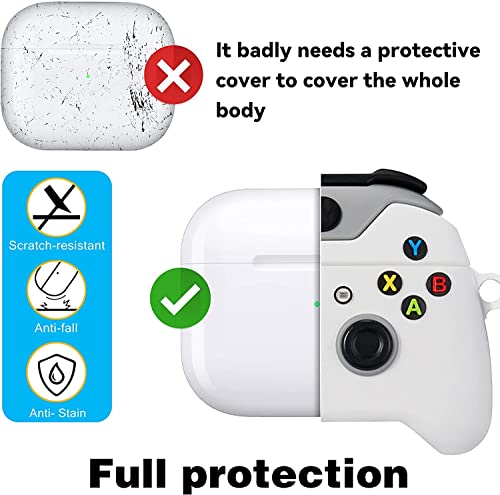 Image of Emoh Roced Case for AirPodS 4 (2024) with Keychain (ANC), Cute Cartoon Shockproof Protective Cover Compatible with Apple AirPods 4th Generation 2024 for Women and Boys (Gaming Pad)
