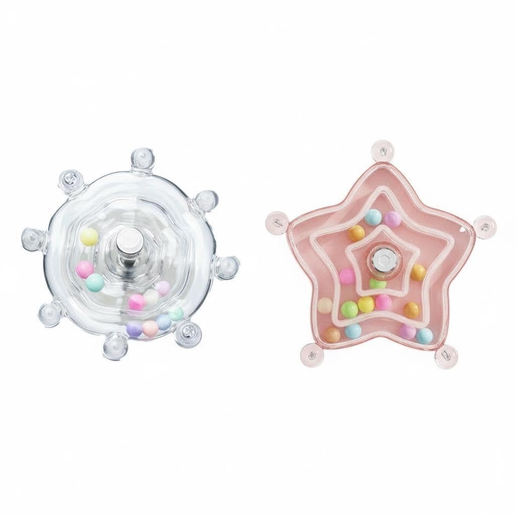 2 Pcs Bird Toys for Caged Birds, Interactive Spinning Wheel Parrot Toys for Budgies and Small Birds, White Rotating Wheel and Pink Star Design