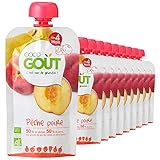 100% bio Good Goût - BIO - Gourde de Purée de Fruits Pêche Poire dès 4 Mois 120 g - Pack de 10