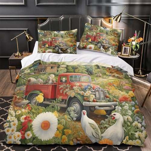 Parure 3D camion rouge housse de couette microfibre zip Super King - 4