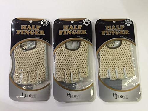 HJ Half Finger Golf Glove, Mens MED/Large, fits on Left Hand, 3-Gloves