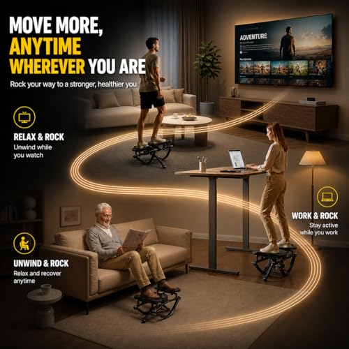 Image of Rocking Stepper for Home Workout - 3D Motion Stair Stepper with Resistance Bands, Full Body Cardio and Strength Training Equipment, 150kg Load Capacity Exercise Machine