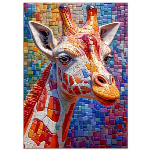 AEEKDOOK Mosaic Giraffe Puzzles for Adults 1000 Pieces, Jigsaw Puzzles 1000 Pieces for Adults, Fun Puzzles with Letters On Back, Challenging Game Toys, Family Decoration Puzzle (19.7 * 27.6in)