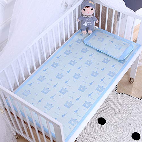 Baby Sommer Schlafmatte Krippe Ice Silk Kit Klimaanlage Matte Falten waschbar Nap Pads Bettwäsche-C-doodlebär-blau