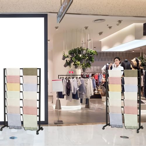 Metal Scarf Display Stand with 360 Swivel Caster Wheels, Movable Freestanding Scarf Floor Standing Display Rack, Belt Shawl Hijab Organizer for Boutique Display, Commercial Home by ZOUXIKOU - Image 5