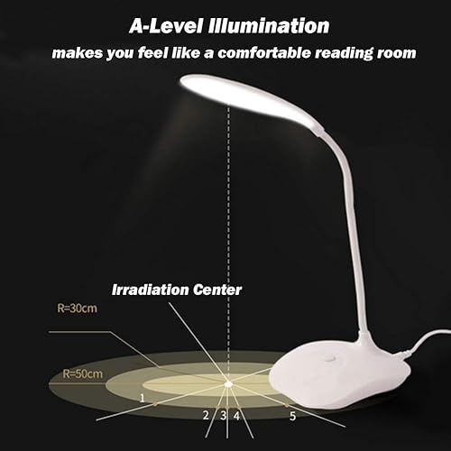 Miniatura 3 de Lámpara de mesa LED, portátil, flexible, con cuello de cisne flexible, para escritorio, dormitorio, estudio, oficina, dormitorio, USB y 3 pilas AA,