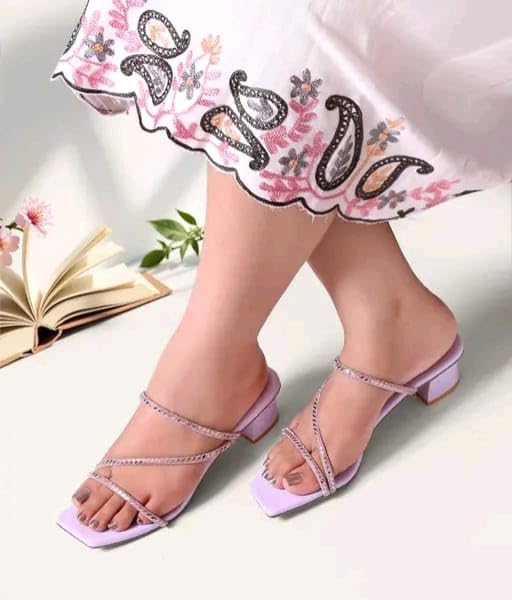 Image of Women's Fancy Patent Leather Heel Sandals - Fabulous Design|FK 813 BLACK HEEL-P