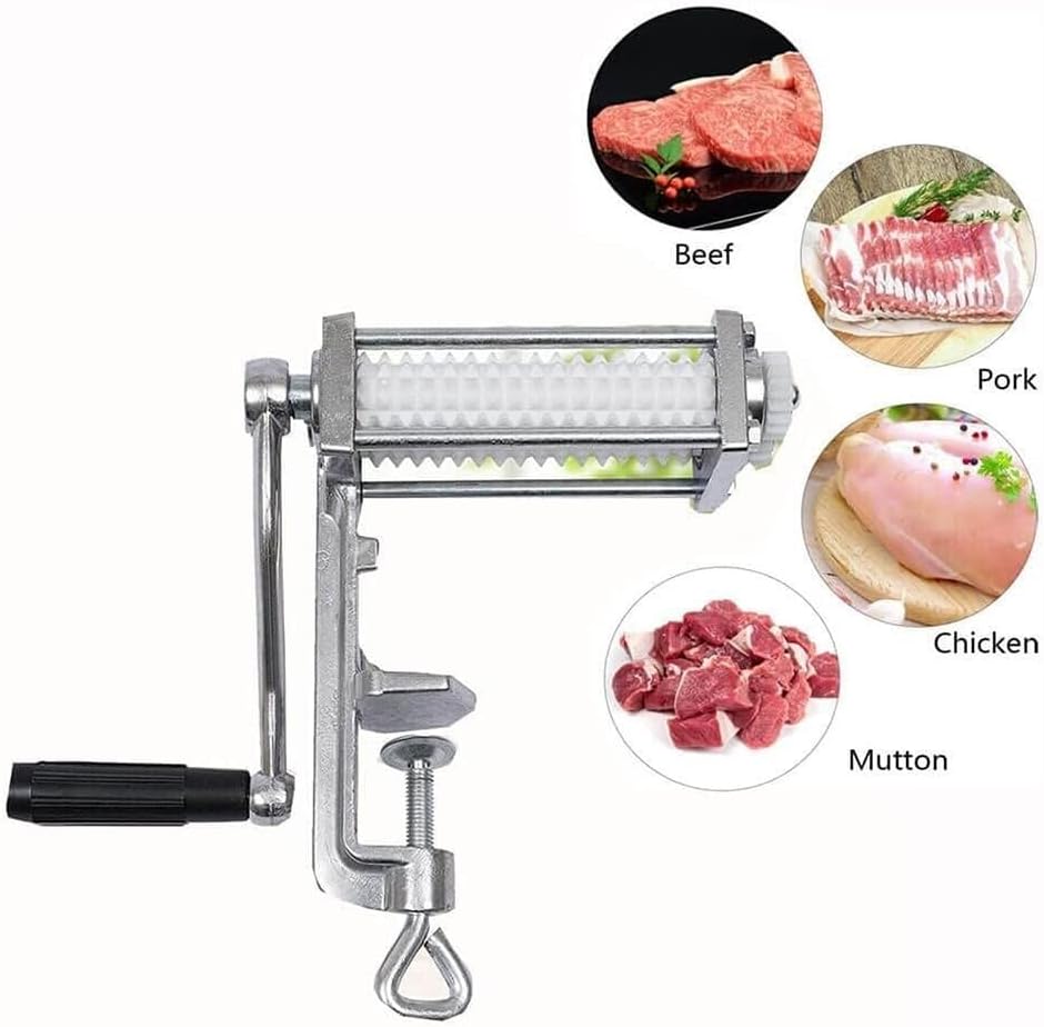 Manual Rolling Meat Tenderizer Machine, Hand Crank Meat Tenderizer Attachment, Commercial Aluminum Tenderizer Tool