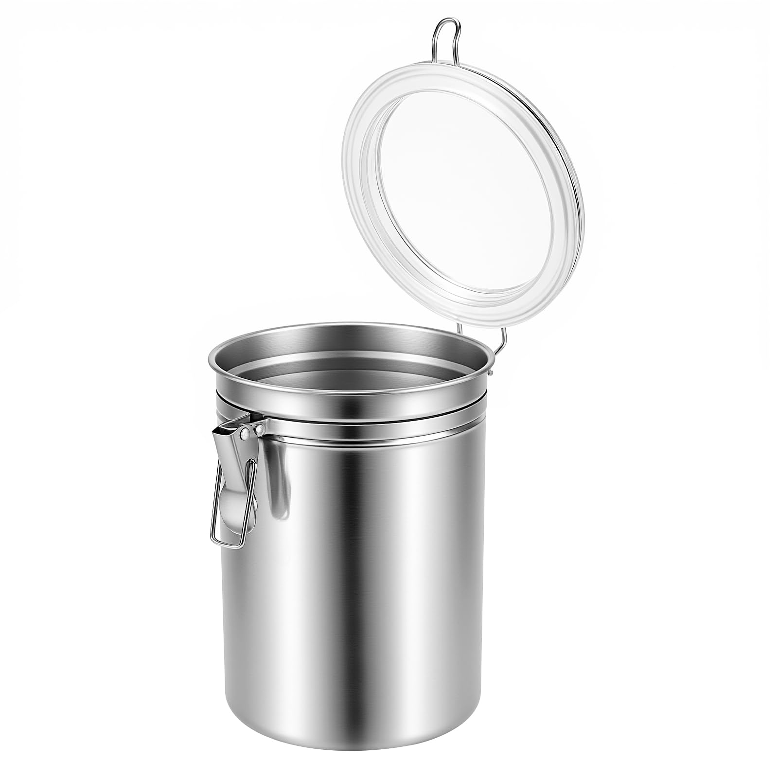 FUNSUEI Zestaw 3 hermetyczne pojemniki na kawę ze stali nierdzewnej 1800 ml, pojemnik na kawę z przezroczystą pokrywką, 12,5 x 17 cm Pojemnik na ziarna kawy do przechowywania kawy, herbaty, ziaren