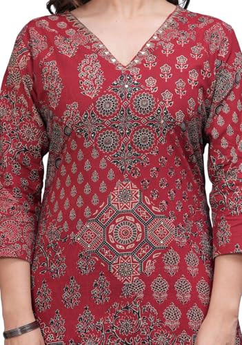 Image of rytras Women Pure Cotton Printed Straight Kurta Set with Palazzo Pants - Ethnic Wear