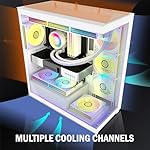 ATX PC Case 7 PWM ARGB Fans Pre-Installed, Mid Tower Computer Case with Full-View Dual Tempered Glass, Type-C Gaming PC Case,White,C9 - Image 3