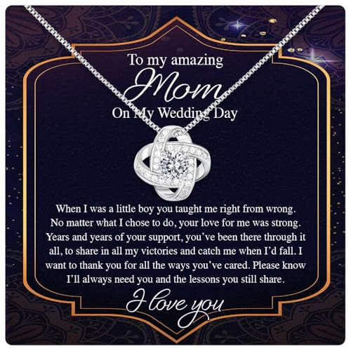 Larvincy To My Mom Necklace from Son with Heartfelt Message & Elegant Box - Mother of the Groom Necklace for Wedding, Jewelry Gift For Mom On Birthday, Mothers Day or Special Occasion