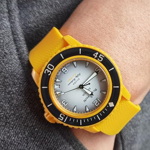 Image of 22 MM Watch Strap Replacement for Blancpain X Swatch with Hex Spanner Quick Release Silicone Watch Band Compatible with Bioceramic SCUBA Fifty Fathoms