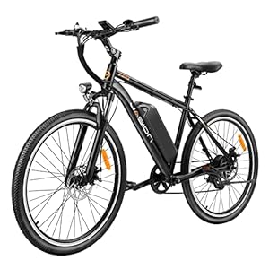 Jasion EB5 Electric Bike for Adults with 360Wh Removable Battery, 40Miles 20MPH Commuting Electric Mountain Bike with 350W Brushless Motor, 7-Speed, 26″ Tires and Front Fork Suspension