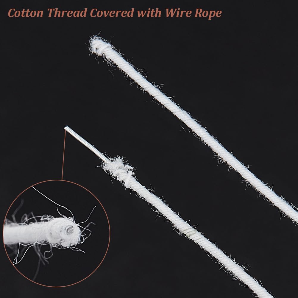 OLYCRAFT 45.72m White Wire Cotton Covered Cloth Covered Stem Floral Wire with Metal Wire Inside Cotton Covered Millinery Wire for Sewing Supplies DIY Making Accessories - Image 4