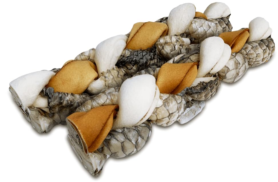 Dokas Kauzopf mit Fischhaut | Doppelpack | 2 x 120 g | Kausnack für Hunde | Rinderhaut und Fischhaut zum perfekten Kauspaß geflochten | Unterstützung der täglichen Zahnpflege