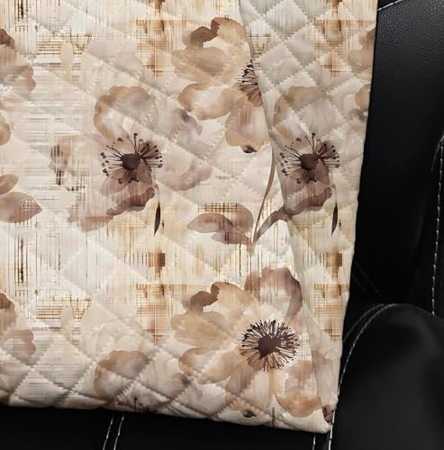Image of Decorian Premium Soft Quilted Velvet Sofa Cover Mat, Sofa Seat Runner for Couch (Brown Flower Stripes, L Shape 7 (4+3) Seater)