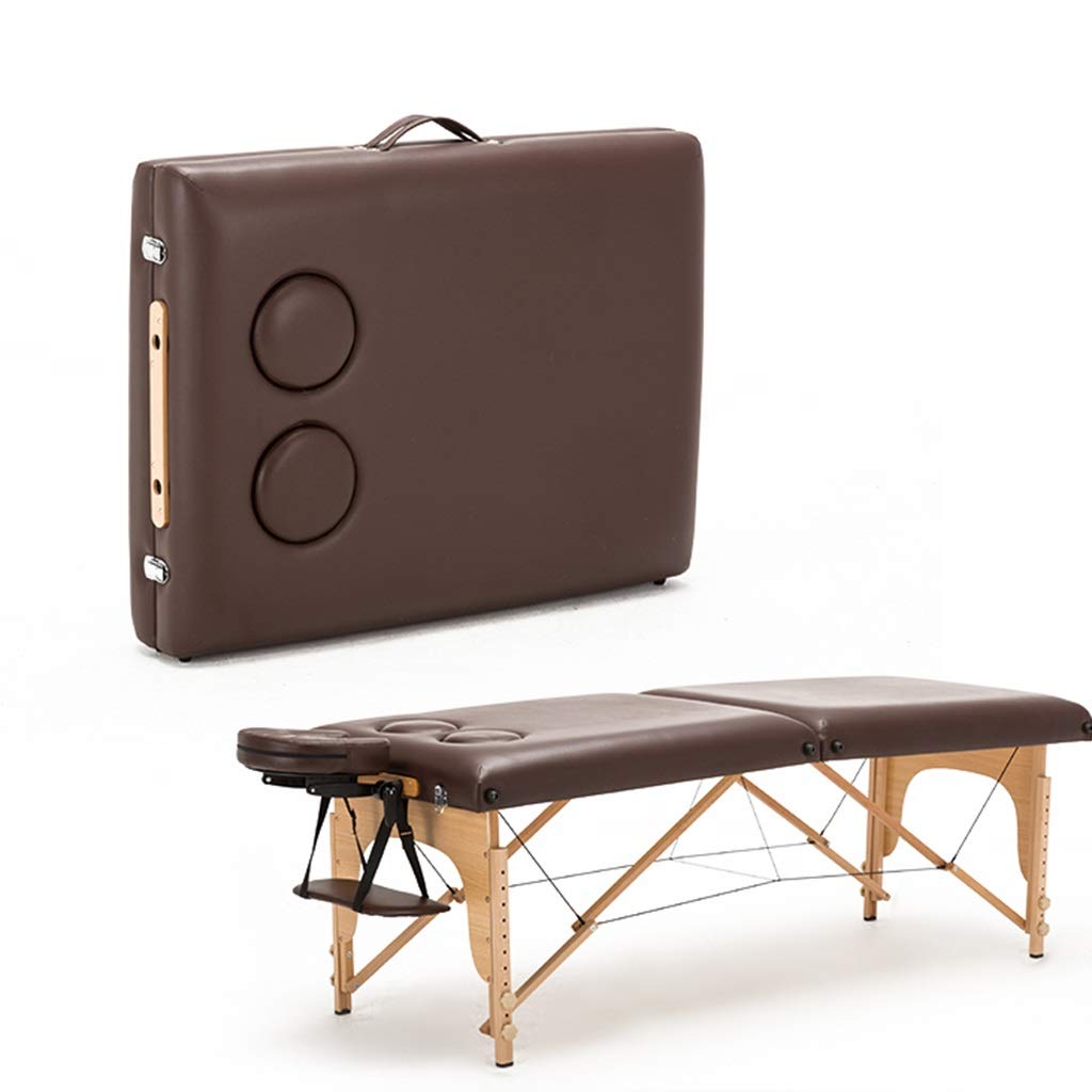 Lettino da Bellezza Portatile, Lettino Spa Pieghevole a 2 sezioni, Adatto per Spa, Massaggi, Bellezza e Altri progetti (Brown)