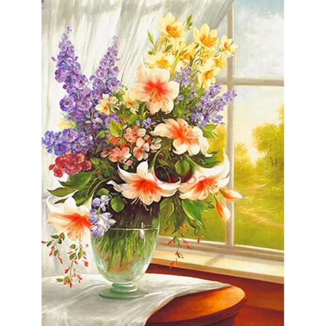 Flowers by Number Paint Painting Art Gifts DIY Picture by Number Kits for Painting Home Decor on Canvas AI21 40x50cm no Frame