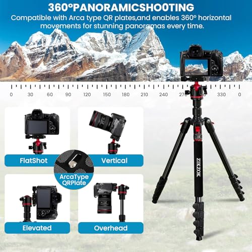 Image of Camera Tripod, Lightweight Travel Outdoor DSLR Tripods Aluminum Tripod /Monopod, 360Ball Head Detachable, Tripod for iPhone, ipad, DSLR,Tablet with Carry Bag