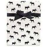 Hudson Baby Unisex Baby Quilted Multi-Purpose Swaddle, Receiving, Stroller Blanket, Moose 1-Pack, One Size