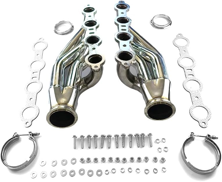Exhaust Headers for LSX LS1 LS2 LS3 LS6, 1 3/4" Primaries 3" Collector, Polished Stainless Steel Turbo Headers, Fit for Small Block V8 5.7L 6.0L 6.2L Engines, Forward Facing Up