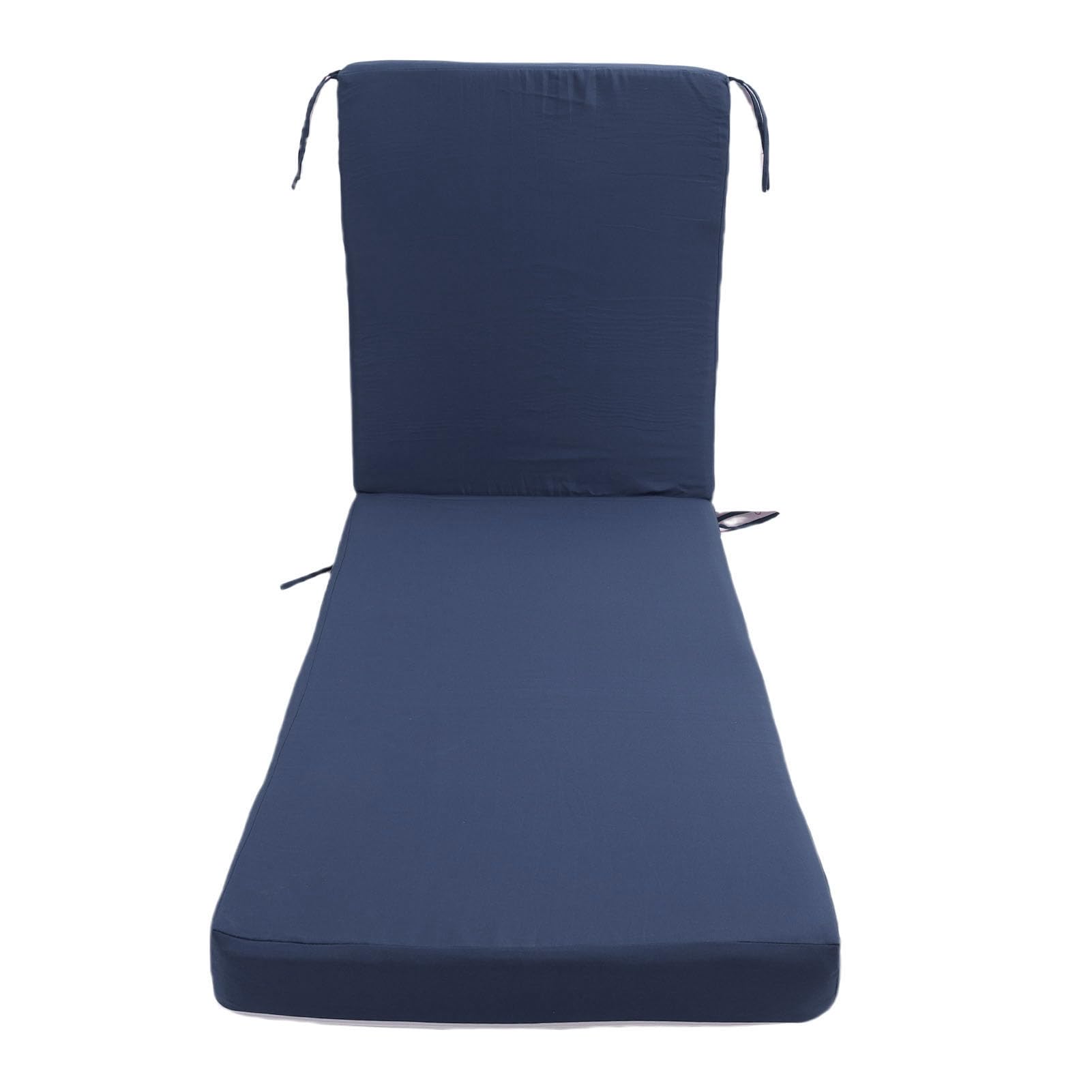 Coussin de chaise longue d'extérieur bleu marine avec attaches de fixation