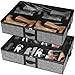 Under The Bed Shoe Organizer Fits 12 Pairs and 4 Pairs Boots,Sturdy & Breathable Materials,Underbed Storage Solution for Kids Men & Women Shoes,Great Space Saver for Your Closet Grey set of 2