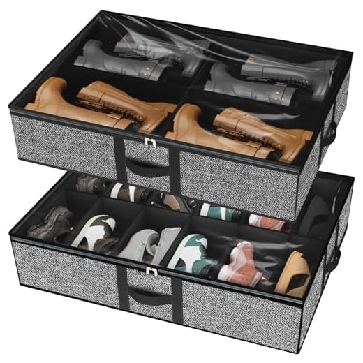 homyfort Under the Bed Shoe Organizer Fits 12 Pairs and 4 Pairs Boots,Sturdy & Breathable Materials,Underbed Storage Solution for Kids Men & Women Shoes,Great Space Saver for Your Closet Set of 2
