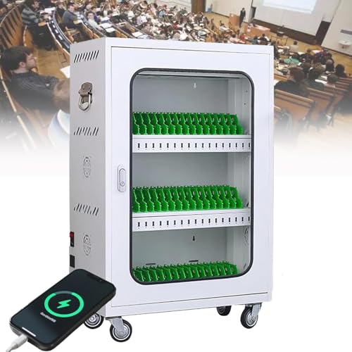 Stazione di ricarica per cellulari ricaricabile con 12-60 slot, armadietto porta cellulari su ruote, carrello di ricarica USB per aule scolastiche, organizer universale per telefoni, 50 slot