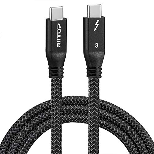 Thunderbolt 3 Cable 40Gbps (3FT), RIITOP 100W(20V 5A) TB3 USB-C 4.0 Charging&Data Braided Cord for DELL, Chromebook, eGpu, Gaming Box, Thunderbolt 3 Docking Station