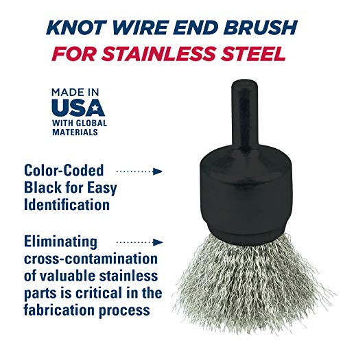 Image of Weiler 10017 3 /4 inch Crimped Wire End Brush, .006 inch Stainless Steel Fill, Made in the USA