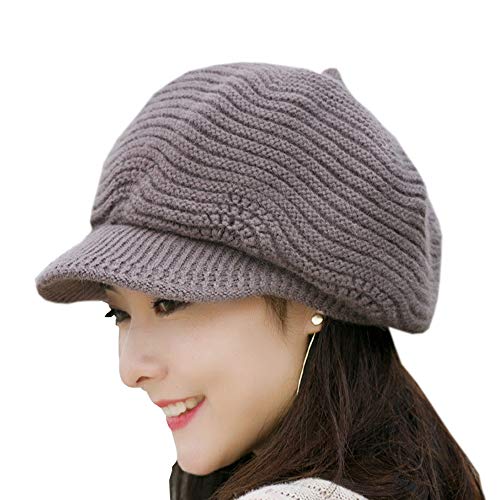SWEDREAM Sombrero Invierno Gorros de Punto Gorras para Mujeres Crochet Cálido Suave Sombreros de Esqui, color marron