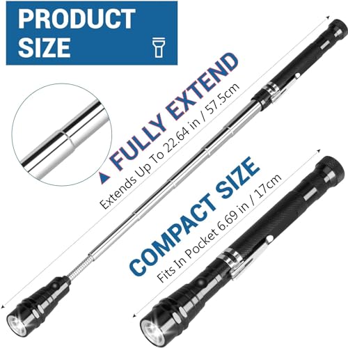 MODOAO Portable Torch Flexible Head Flashlight Torch with a magnet Telescopic Flexible 3 LED lamp Pick Up Tool Lamp Light (4 Pack) - Image 3
