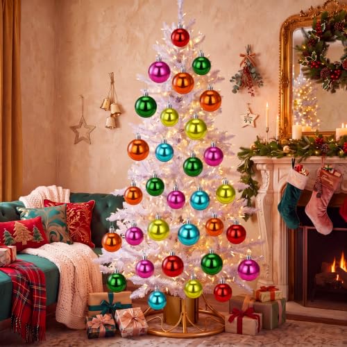 Image of Lunmon 64 Pcs Multicolor Christmas Ornament Bright Color Xmas Baubles