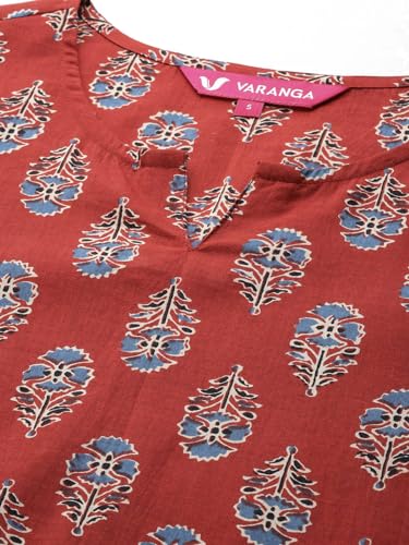 Image of Varanga Women Printed Straight Kurta | Cotton | Round Neck | 3 /4 Sleeve |Casual Wear
