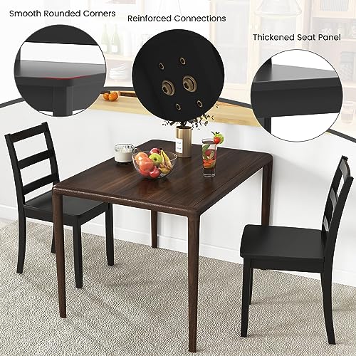 Image of COSTWAY Dining Chairs Set of 4, Mid-Century Modern Wooden Chairs, Black