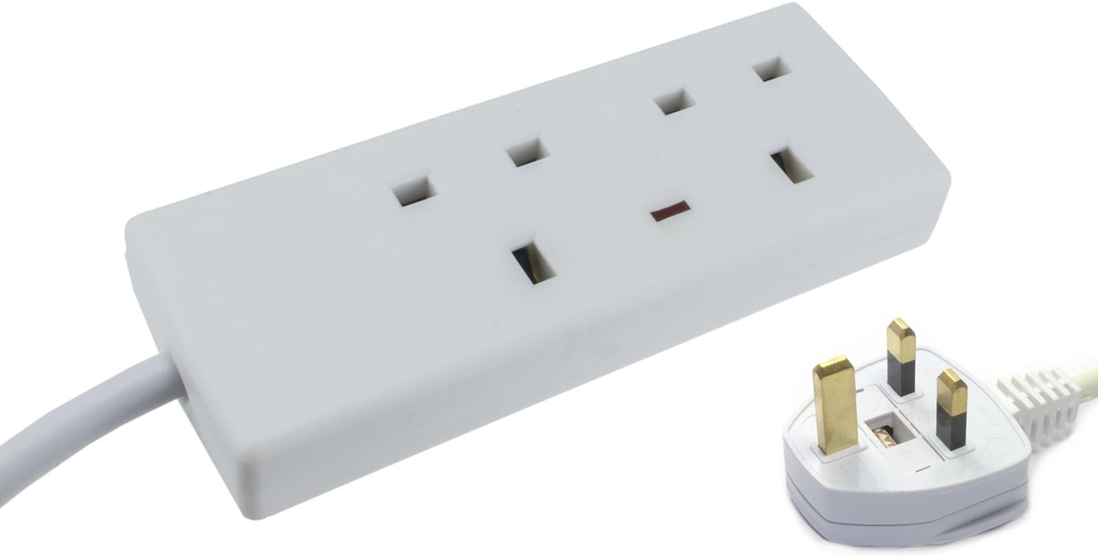 Wickes Master 2 Way Extension Lead in White Finish (13A Fuse, 4 Gang, 10 Metre Cable, UK Plug, British Standards: BS1363)