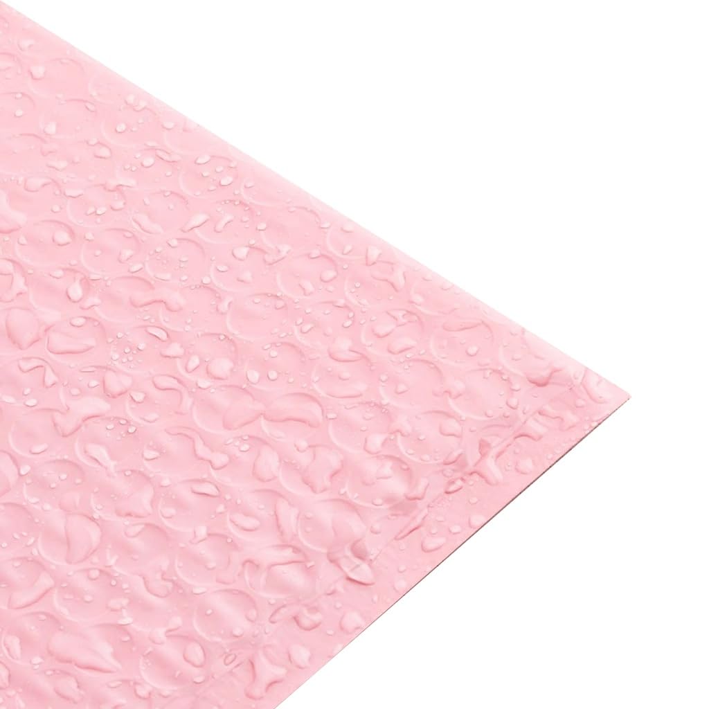 50 szt. Torba z kopertą bąbelkową, do domu ogród różowa wodoodporna folia bąbelkowa nieprzezroczyste samoprzylepne torby do wysyłki butikowej(25X30cm)
