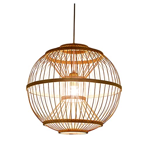 Lustre suspension rotin et bois luminaire de plafond dôme beige pour salon