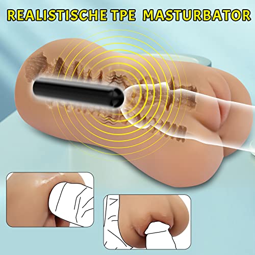 Realistische Masturbator 2 in 1, Automatischer SexSpielzeug für Die Männer Penis Vibratoren für Ihn, Masturbieren Elektrisch Pussy Taschenmuschi Groß mit 3D Vagina Anal – Bild 3